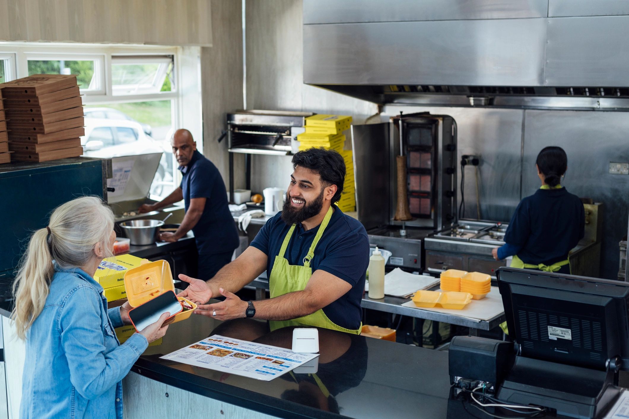 Takeout order pickup at a counter